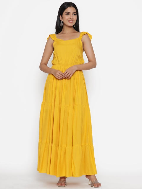 

DRESSAR Yellow Layered Maxi Dress