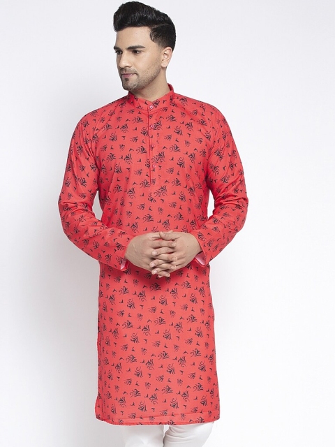 

Benstoke Men Red Printed Kurta