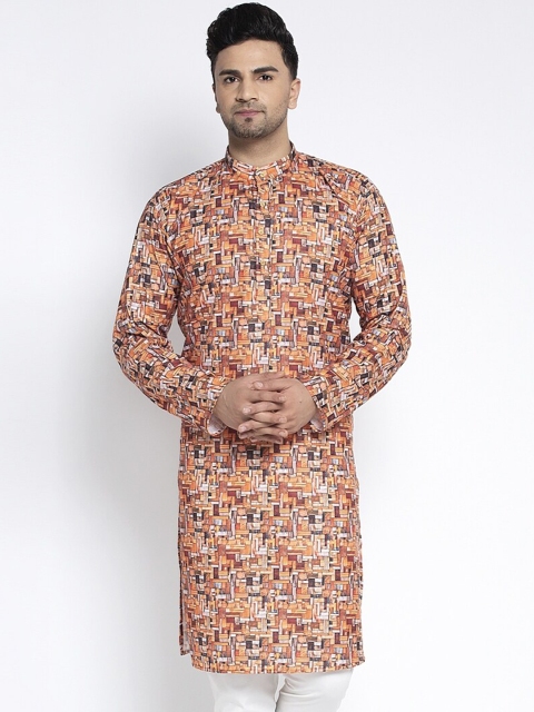 

Benstoke Men beige coloured Quirky Printed Kurta