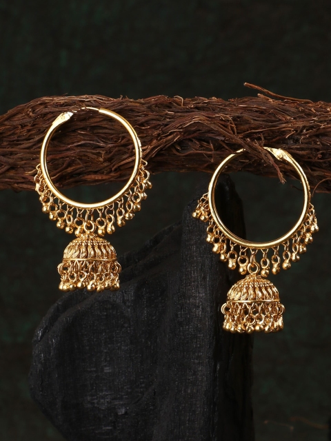 

Adwitiya Collection Gold-Toned Dome Shaped Hoop Earrings