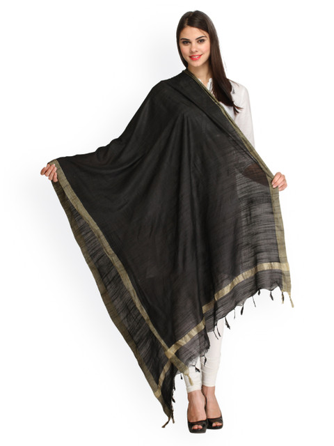

Aksara Black Solid Rayon Dupatta