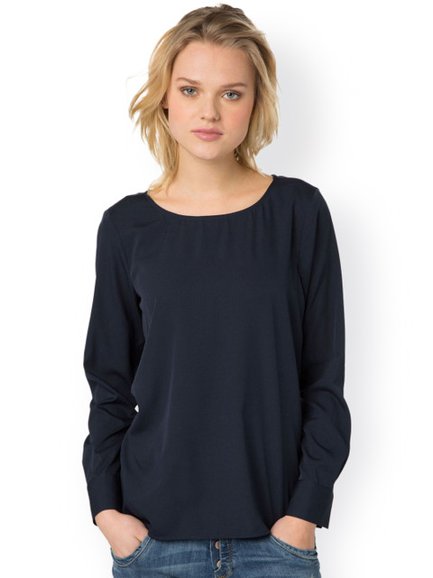

Tom Tailor Women Navy Solid Top, Navy blue