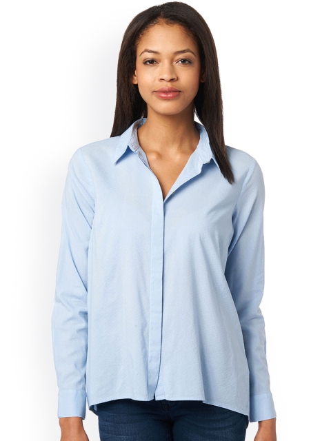 

Tom Tailor Women Blue Self-Design Casual Shirt