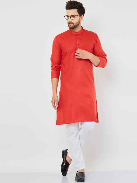 

Armaan Ethnic Men Red Kurta with Churidar