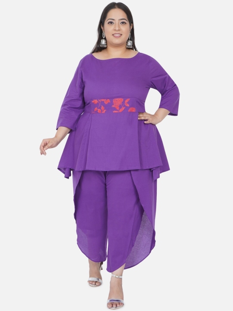 

Fabnest Curve Women Purple Printed Tunic with Palazzos