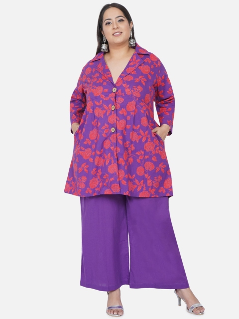 

Fabnest Curve Women Purple Tunic with Palazzos