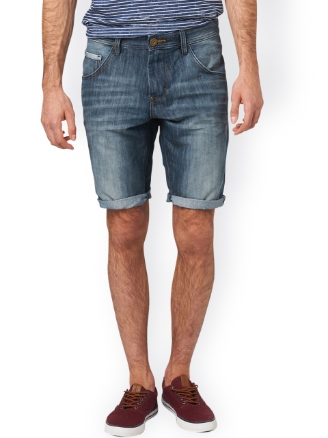 

Tom Tailor Men Blue Solid Regular Fit Denim Shorts