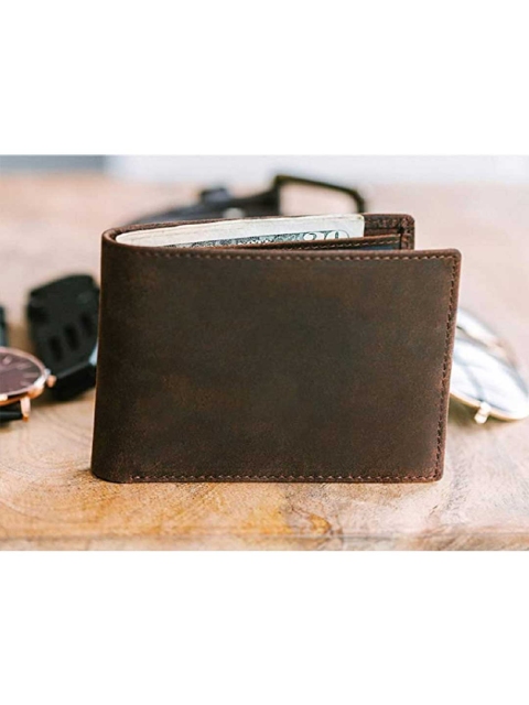 

CONTACTS Men Brown Leather Two Fold Wallet