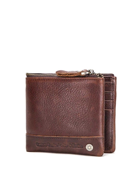

CONTACTS Men Brown Leather Two Fold Wallet