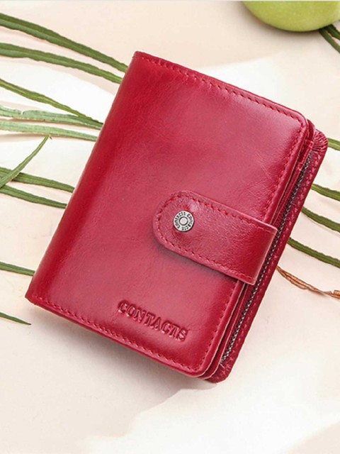 

CONTACTS Men's Red Leather Two Fold Wallet