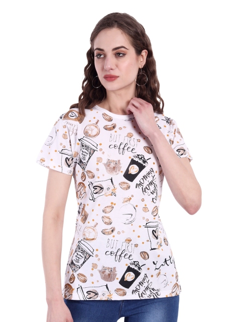 

CHOZI Women White Printed Bio Finish T-shirt