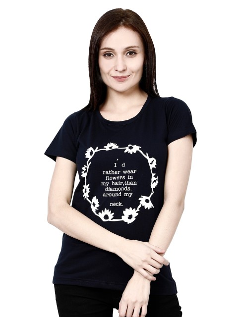 

CHOZI Women Black Typography Printed Bio Finish T-shirt