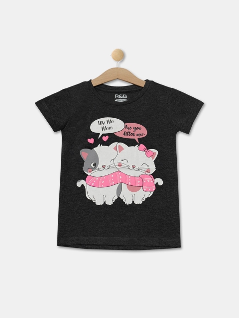 

R&B Girls Grey Graphic Print Top