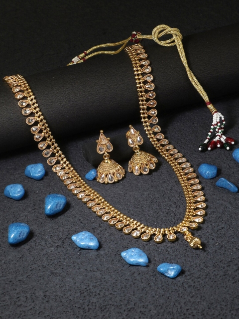 

Adwitiya Collection 24 CT Gold-Plated Stone Studded Jewellery Set