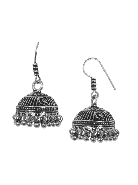 

Ayesha Silver-Toned Contemporary Jhumkas Earrings