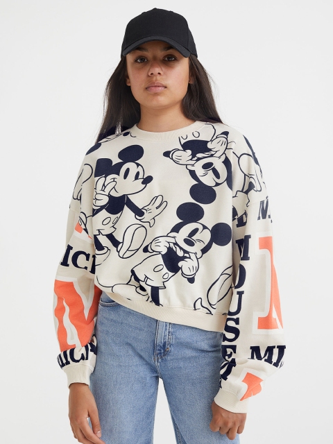 

H&M Girls Beige Boxy Printed Sweatshirt