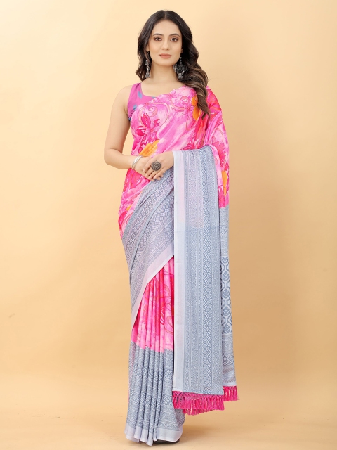 

RACHNA women Pink & Orange Floral Saree