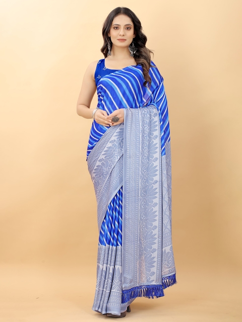 

Women's Navy Blue Chiffon Saree With Matching Blouse