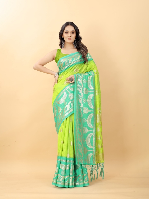 

Rachna's Beautiful Green Chiffon Saree With Blouse Piece