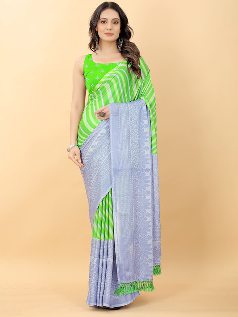 

RACHNA Green & Blue Ethnic Motifs Saree