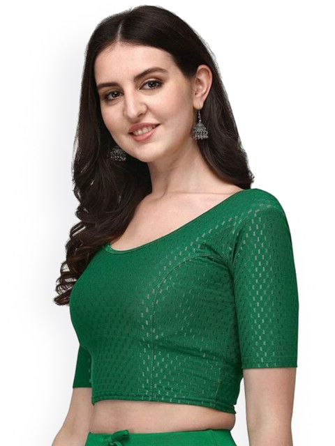 

LINARO LIFESTYLES Women Green Printed Saree Blouse