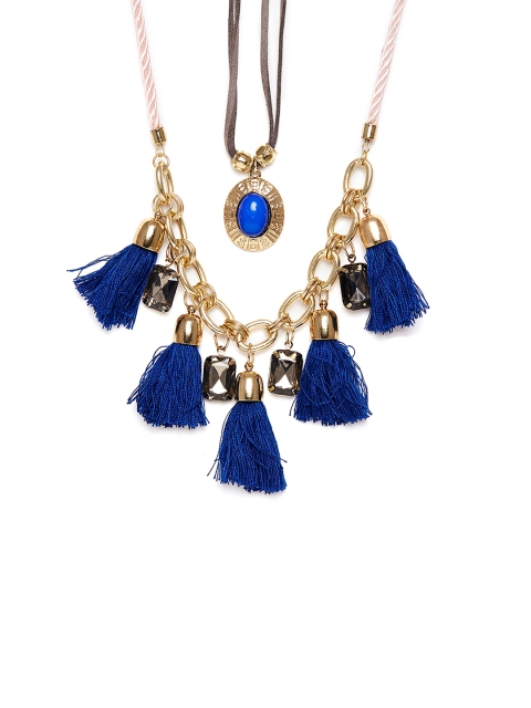 

Kazo Blue Stone-Studded Layered Necklace