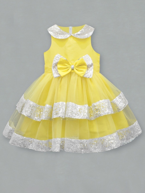 

A.T.U.N. Yellow Peter Pan Collar Net Dress