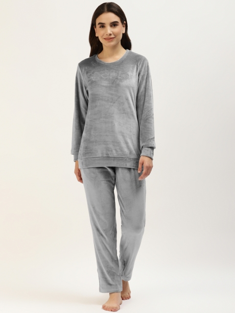 

MADAME M SECRET Women Grey Solid Night suit