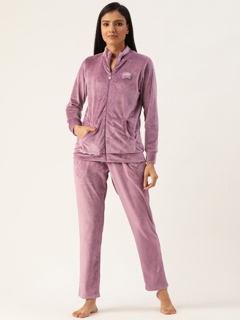 

MADAME M SECRET Women Mauve Solid Night suit