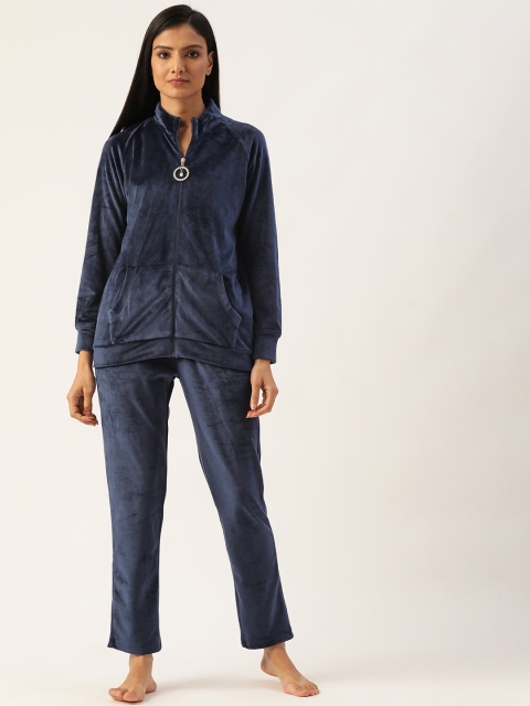 

MADAME M SECRET Women Navy Blue Solid Night suit