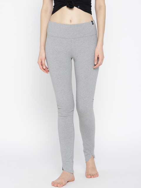 

SATVA Grey Melange Solid Ankle-Length Leggings