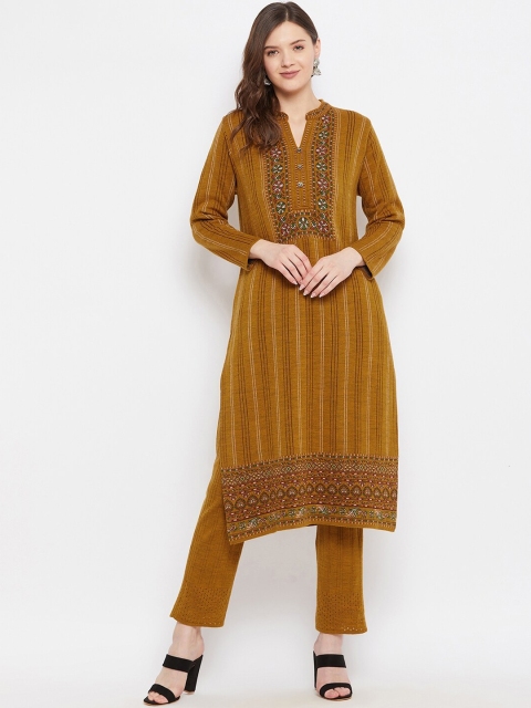 

Knitstudio Women Mustard Yellow Ethnic Motifs Kurta with Trousers