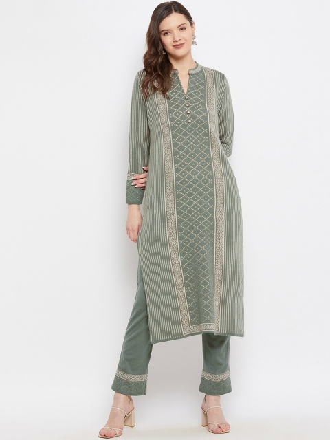 

Knitstudio Women Green Ethnic Motifs Kurta with Trousers