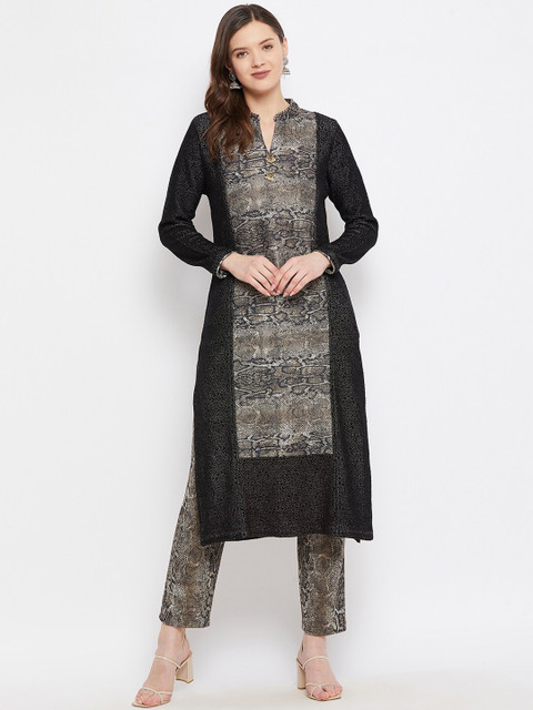 

Knitstudio Women Olive Green Printed Kurta with Trousers & With Dupatta