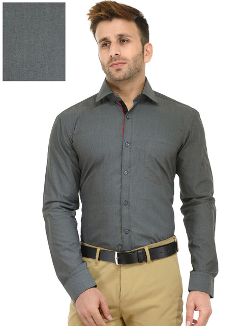 

RG DESIGNERS Men Grey Slim Fit Solid Formal Shirt