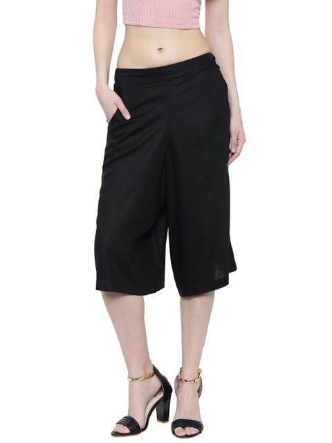 

De Moza Women Black Relaxed Loose Fit Solid Culottes