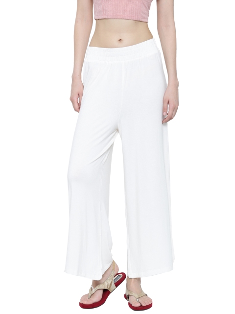 

De Moza Women Off-White Solid Wide Leg Palazzos