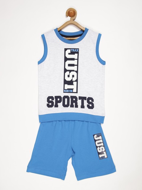 

V2 Value & Variety Boys Blue & Grey Printed T-shirt with Shorts