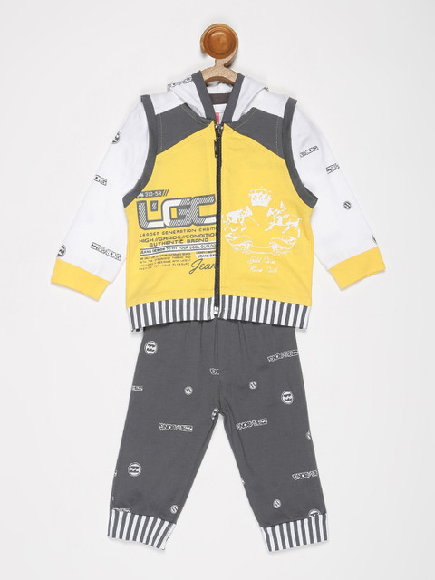 

V2 Value & Variety Boys Yellow & White Printed T-shirt with Pyjamas