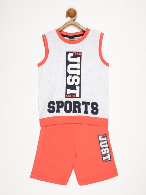 

V2 Value & Variety Boys Red & White Printed T-shirt with Shorts