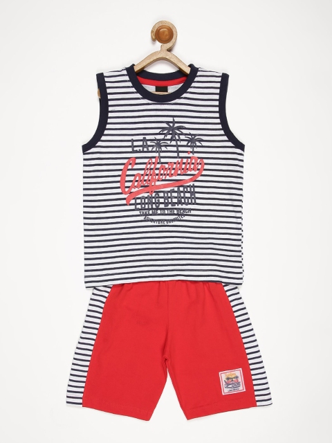 

V2 Value & Variety Boys Red & Black Printed T-shirt with Shorts
