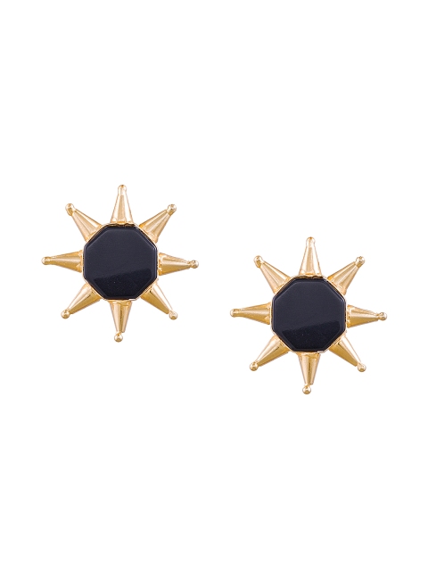 

Sia Art Jewellery Gold-Toned & Black Geometric Studs