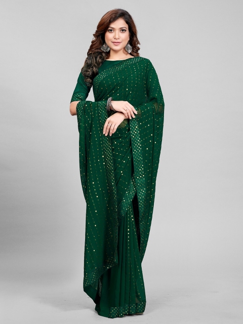 

Granthva Fab Green Embellished Sequinned Ready to Wear Saree