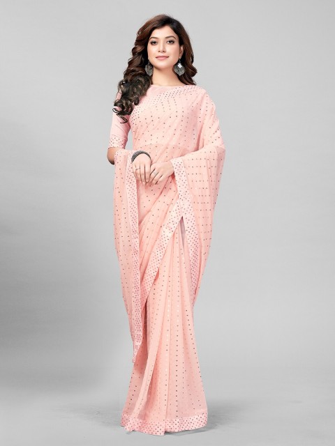 

Granthva Fab Pink Embellished Sequinned Ready to Wear Saree