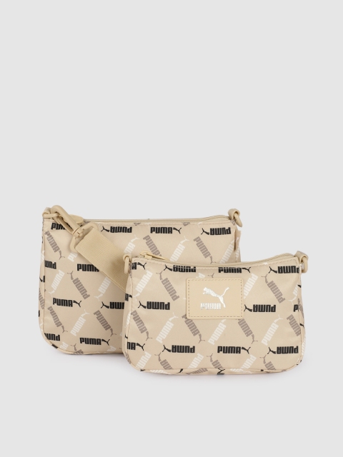 

Puma Women Beige Brand Logo Printed Classic Sling Bag with Detachable Pouch