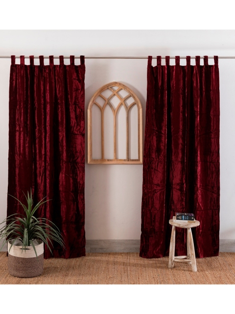 

HANDICRAFT PALACE Burgundy Set of 2 Black Out Door Curtain