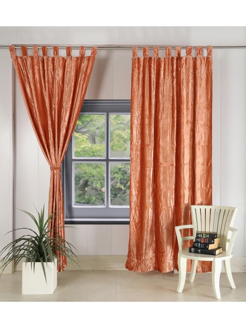 

HANDICRAFT PALACE Tan Set of 2 Floral Black Out Door Curtain
