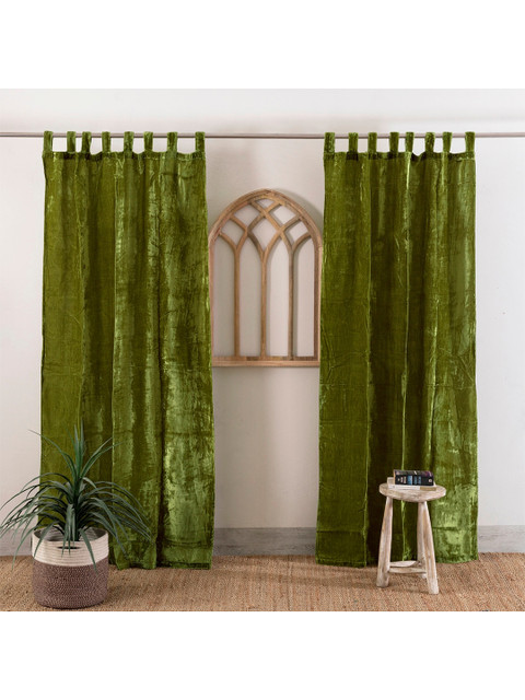

HANDICRAFT PALACE Green Set of 2 Black Out Door Curtain
