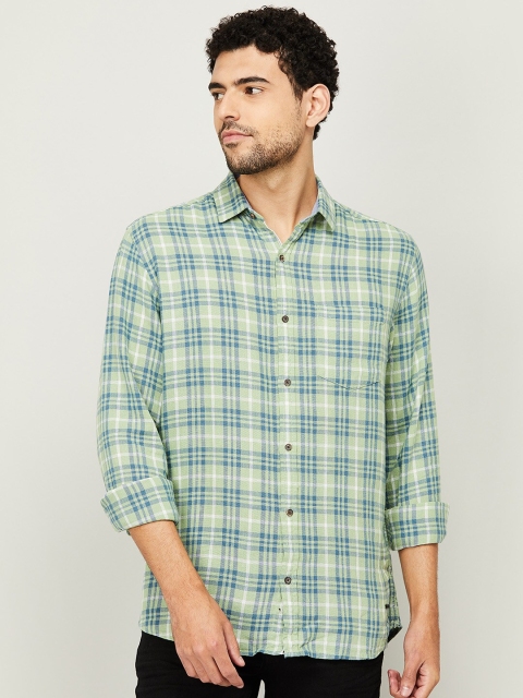 

Bossini Men Green Tartan Checked Casual Shirt