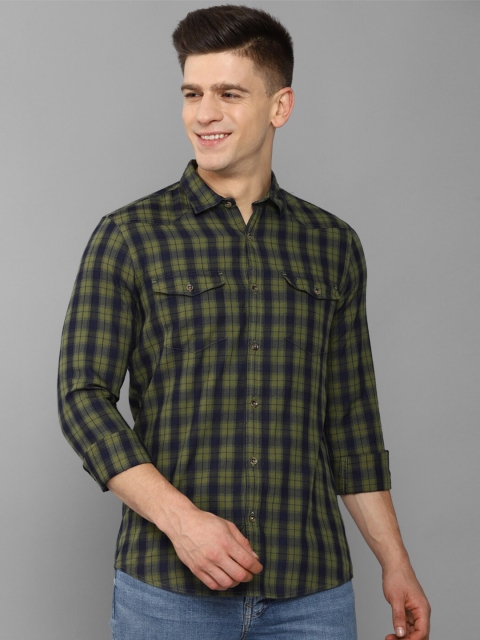 

Allen Solly Men Olive Green Regular Fit Tartan Checked Casual Shirt